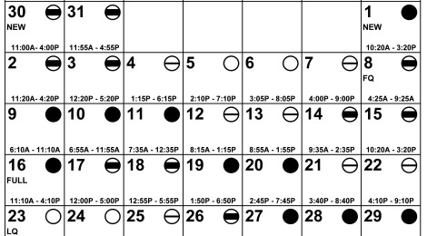 Monthly calendar with handwritten notes and markings.