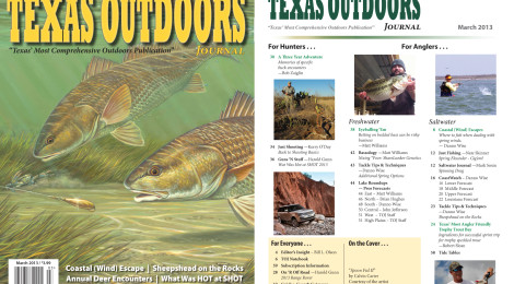 Cover and inside page of Texas Outdoors magazine featuring fishing and wildlife.