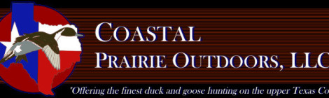 Vintage sign reading 'Coastal Prairie Outfitters' with a duck hunting slogan.