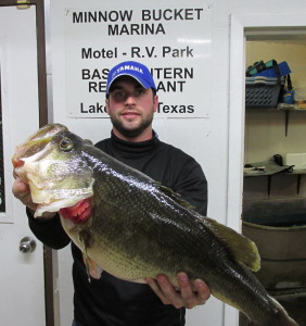 Blake Eppinette of Downsville, Louisiana, caught Toyota ShareLunker 550 from Lake Fork December 27. The fish weighed 13.6 pounds. CREDIT:  TPWD Photo © 2013, Jim Matthews