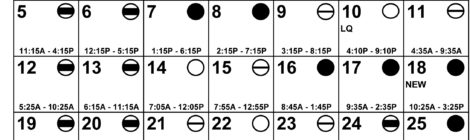 November 2017 fishing and hunting moon calendar with moon phases.