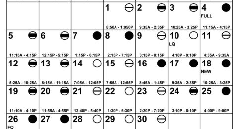 November 2017 fishing and hunting moon calendar with moon phases.